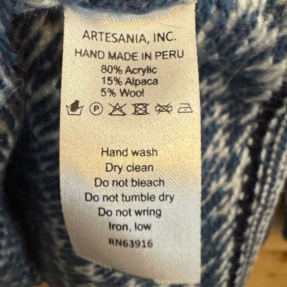 Artesania Size Small Alpaca Wool Blend Handmade Peru Hooded Sweater - Picture 13 of 13